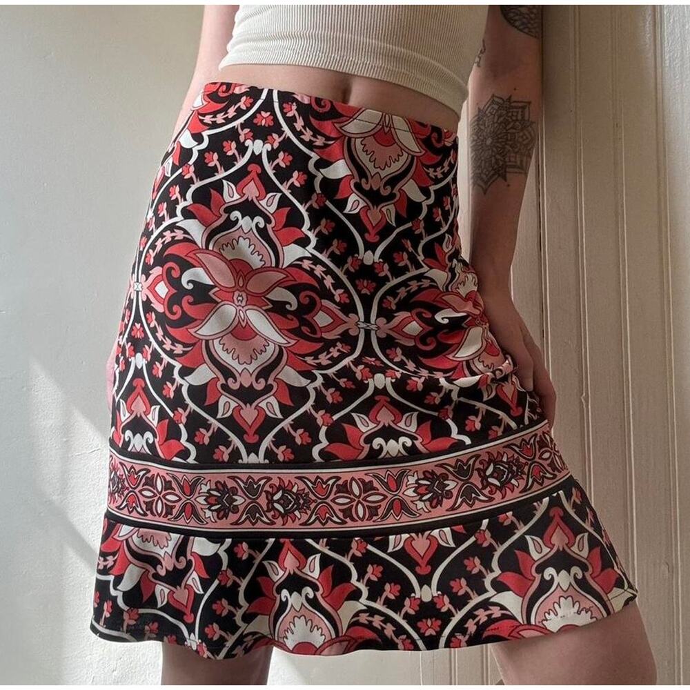 Vintage New York & Company Patterned Skirt Small Y2K